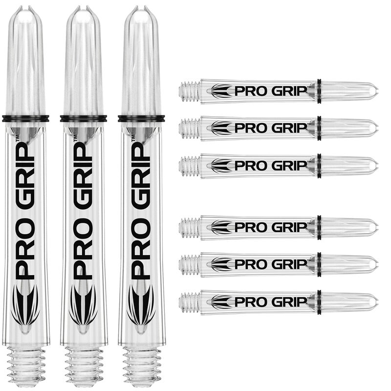 Target Darts Pro Grip Shafts â€“ Set of 9 | Clear, Intermediate-41mm | Dart Stems, Professional Darts Accessories, 2BA Shaft Multipack with Rings - Image 1